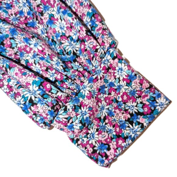 Lush | Floral Moss Crepe Long Sleeve Wrap Dress Blue Purple Multi | Size Medium - Picture 11 of 12